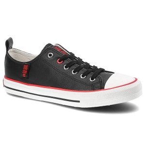 Czarne Trampki Big Star Modne Buty Damskie Półbuty. Czarne półbuty Big Star, z aplikacjami, z materiału, bez obcasa, na płaskiej podeszwie, bez zapięcia. Za 109,00 zł.