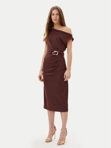 Rinascimento Sukienka koktajlowa CFC0123487003 Brązowy Regular Fit. Brązowe kombinezony Rinascimento, l, bez wzorów, z syntetyku, wizytowe, bez kołnierzyka, bez ramiączek. Za 349,99 zł.