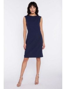 Nife Sukienka w kolorze granatowym rozmiar: 36. Niebieskie sukienki Nife, bez wzorów, bez kołnierzyka, bez ramiączek, midi. Za 175,67 zł.