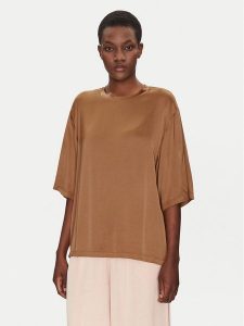 ViCOLO Bluzka TD0013 Brązowy Relaxed Fit. Brązowe bluzki ViCOLO, s, bez wzorów, z wiskozy, bez kołnierzyka, bez ramiączek. Za 129,99 zł.