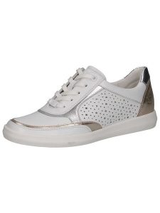 Caprice Skórzane sneakersy w kolorze srebrno-białym rozmiar: 38,5. Białe trampki Caprice, bez wzorów, bez zapięcia. Za 202,03 zł.