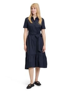 Vera Mont Sukienka w kolorze granatowym rozmiar: 46. Niebieskie sukienki Vera Mont, bez wzorów, z tkaniny, bez kołnierzyka, bez ramiączek, midi. Za 239,99 zł.