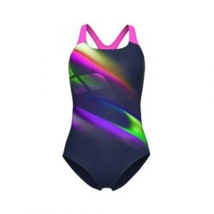 Damski kostium kąpielowy 1-częściowy Arena Diagonals PR. Niebieskie stroje jednoczęściowe Arena, bez wzorów. Za 301,50 zł.