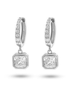 Eclat d'Argent Srebrne kolczyki-kreole z cyrkoniami rozmiar: onesize. Szare kolczyki Eclat d'Argent, z cyrkonią, srebrne. Za 171,28 zł.