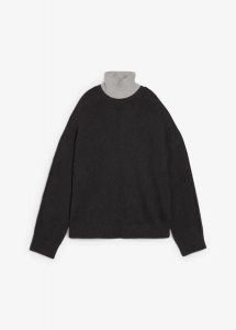 Sweter z czystej bawełny. Szare swetry klasyczne bonprix, z bawełny, bez kołnierzyka. Za 139,99 zł.