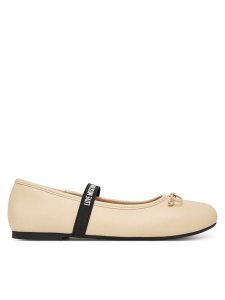 LOVE MOSCHINO Baleriny JA11121G1OIE0110 Écru. Białe balerinki LOVE MOSCHINO, bez wzorów, ze skóry, bez obcasa, bez zapięcia. Za 477,99 zł.