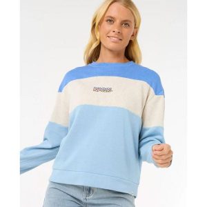 Rip Curl Las Dalias Colourblock Crew - Oatmeal Marle. Brązowe swetry klasyczne Rip Curl, na zimę, bez kołnierzyka. W wyprzedaży za 240,85 zł.