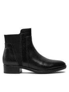 Geox Botki D Felicity F D84G1F 00043 C9999 Czarny. Czarne botki Geox, bez wzorów, ze skóry, bez obcasa, na płaskiej podeszwie, bez zapięcia. Za 459,99 zł.