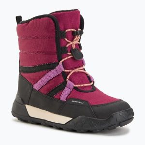 Śniegowce juniorskie Geox Trekkyup ABX. Czerwone buty zimowe Geox, bez obcasa, bez zapięcia. Za 319,99 zł.