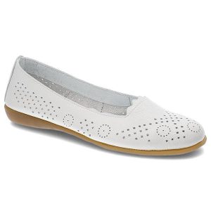 Białe Baleriny Pollonus Elastyczne Buty Ze Skóry. Białe balerinki Pollonus, z aplikacjami, ze skóry, bez obcasa, bez zapięcia. Za 209,00 zł.
