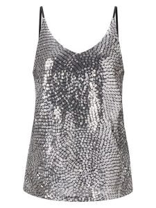 Rich&Royal Top w kolorze srebrnym rozmiar: 34. Szare topy Rich&Royal, bez wzorów, bez kołnierzyka, bez ramiączek. Za 152,26 zł.