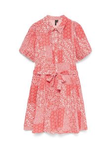Vero Moda Sukienka w kolorze czerwono-białym rozmiar: XL. Czerwone sukienki Vero Moda, xl, bez wzorów, z bawełny, bez kołnierzyka, bez ramiączek, mini. Za 143,95 zł.