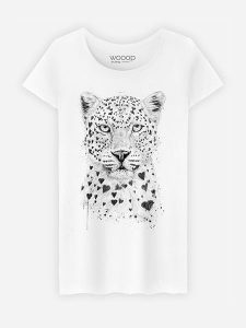 WOOOP Koszulka "Lovely Leopard" w kolorze białym rozmiar: XL. Białe bluzki Wooop, xl, bez wzorów, z bawełny, bez kołnierzyka, bez ramiączek. Za 56,99 zł.