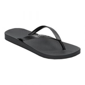 Japonki damskie Ipanema 82591 20766. Czarne klapki Ipanema, bez wzorów, z materiału, bez obcasa. Za 136,00 zł.