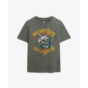 Damska koszulka na co dzień Superdry Neo Trad Tattoo. Zielone koszulki sportowe Superdry, bez wzorów, bez ramiączek. Za 146,90 zł.