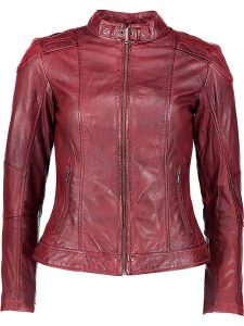 7eleven Skórzana kurtka "Georgina" w kolorze czerwonym rozmiar: 38. Czerwone kurtki 7eleven, bez wzorów, z materiału, bez kaptura. Za 433,83 zł.