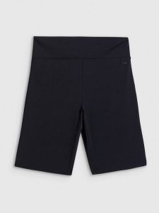 4F Legginsy kolarki dzianinowe damskie - czarne L. Czarne legginsy 4f, bez wzorów, z dzianiny. Za 79,99 zł.