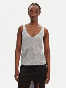 PINKO Sweter Noha 105148 A2LO Szary Regular Fit. Szare swetry klasyczne Pinko, xs, z wiskozy, bez kołnierzyka. Za 539,99 zł.