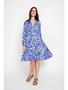 William de Faye Sukienka w kolorze niebiesko-białym rozmiar: 40. Białe sukienki William de Faye, bez wzorów, klasyczne, bez kołnierzyka, bez ramiączek, midi. Za 143,99 zł.