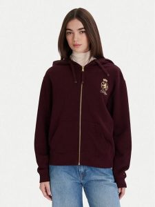 Tommy Hilfiger Bluza WW0WW46126 Bordowy Regular Fit. Czerwone bluzy TOMMY HILFIGER, xs, bez wzorów, z bawełny, bez kaptura. Za 399,99 zł.