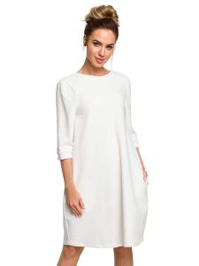 Made of emotion Sukienka w kolorze kremowym rozmiar: S. Brązowe sukienki Made Of Emotion, s, bez wzorów, bez kołnierzyka, bez ramiączek, midi. Za 163,95 zł.