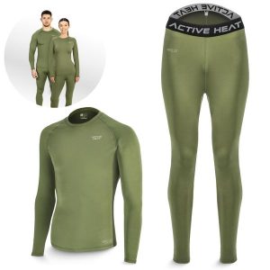 Bielizna termiczna unisex 4FIZJO zielony komplet - koszulka + spodnie. Zielona komplety bielizny 4FIZJO, bez wzorów. Za 99,99 zł.