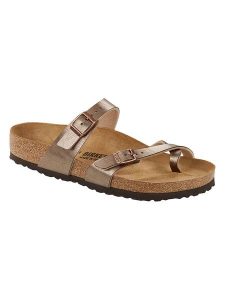 Birkenstock Japonki "Mayari" w kolorze złotym rozmiar: 37. Żółte klapki Birkenstock, bez wzorów, z otwartym noskiem, bez obcasa. Za 373,35 zł.