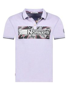 Geographical Norway Koszulka polo w kolorze fioletowym rozmiar: S. Różowe bluzki Geographical Norway, s, bez wzorów, z bawełny, bez kołnierzyka, bez ramiączek. Za 74,63 zł.