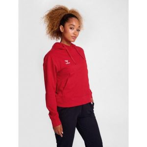 Bluza damska z kapturem Hummel Go 2.0. Czerwone bluzy Hummel, bez wzorów, z kapturem. Za 233,50 zł.
