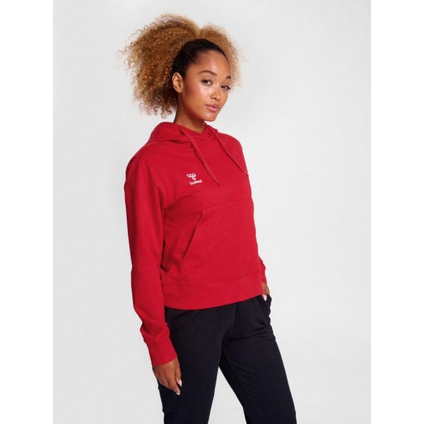 Bluza damska z kapturem Hummel Go 2.0. Czerwone bluzy Hummel, bez wzorów, z kapturem. Za 233,50 zł.
