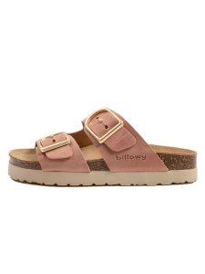 Billowy Skórzane klapki w kolorze jasnoróżowym rozmiar: 36. Różowe klapki Billowy, bez wzorów, z otwartym noskiem, bez obcasa. Za 130,99 zł.