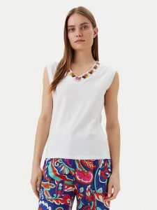 Lola Casademunt by Maite Top MS2515021 Biały Regular Fit. Białe topy LOLA CASADEMUNT, l, bez wzorów, z bawełny, bez kołnierzyka, bez ramiączek. Za 199,99 zł.