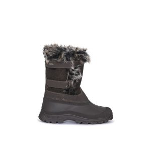 Trespass Brace - damskie buty śniegowe torfowe. Szare buty zimowe Trespass, z polaru, bez obcasa, bez zapięcia. W wyprzedaży za 237,80 zł.