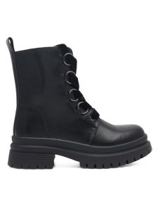 DeeZee Trzewiki IVANA WS5795-1 Czarny. Czarne botki DeeZee, bez wzorów, z syntetyku, bez obcasa, na płaskiej podeszwie, bez zapięcia. Za 125,99 zł.