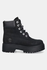 Timberland STONE STREET 6 INCH BOOTS Trapery damskie. Czarne botki Timberland, na zimę, bez wzorów, z gumy, bez obcasa, bez zapięcia. Za 599,99 zł.