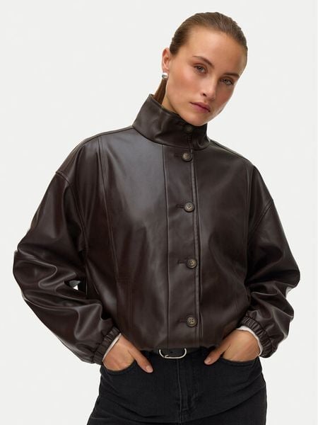 Vero Moda Kurtka z imitacji skóry Polly 10344161 Brązowy Relaxed Fit. Brązowe kurtki Vero Moda, l, bez wzorów, ze skóry, bez kaptura. Za 359,99 zł.