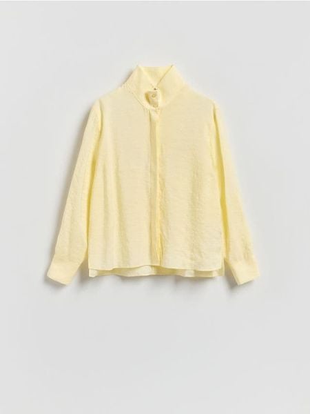 Koszula z modalem - jasnożółty. Żółte koszule Reserved, l, bez wzorów, z tkaniny, bez kołnierzyka, bez ramiączek. Za 129,99 zł.