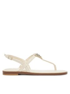 Guess Sandały FLJRA4 PAF21 Écru. Sandały Guess, z aplikacjami, ze skóry, bez obcasa, na płaskiej podeszwie, bez zapięcia. Za 269,99 zł.