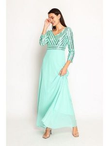 ASSUILI Sukienka w kolorze jasnozielonym rozmiar: 42. Zielone sukienki Assuili, bez wzorów, klasyczne, bez kołnierzyka, bez ramiączek, maxi. Za 195,99 zł.