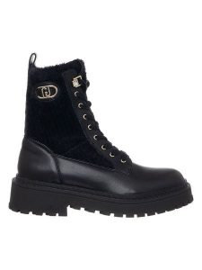 Liu Jo Skórzane botki w kolorze czarnym rozmiar: 39. Czarne botki Liu Jo, bez wzorów, z materiału, bez obcasa, bez zapięcia. Za 478,62 zł.