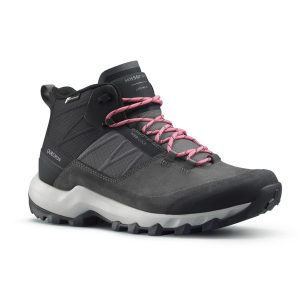 Buty turystyczne damskie Quechua MH500 Mid wodoodporne. Brązowe buty trekkingowe QUECHUA, z kauczuku, bez zapięcia. Za 329,99 zł.