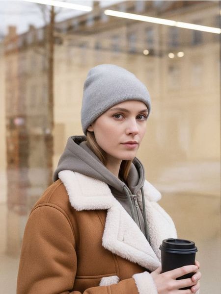 Czapka beanie z domieszką wełny - szary. Szare czapki Sinsay, bez wzorów, z wełny. W wyprzedaży za 12,99 zł.