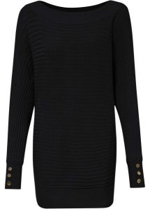 Sweter. Czarne swetry klasyczne bonprix, bez kołnierzyka. Za 114,99 zł.