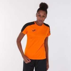 Koszulka do piłki nożnej damska Joma Academy III z krótkim rękawem. Brązowe bluzki JOMA, s, bez wzorów, sportowe, bez kołnierzyka, bez ramiączek. Za 83,40 zł.