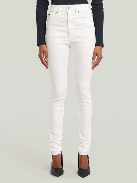 G-Star Dżinsy - Skinny fit - w kolorze białym rozmiar: W29/L32. Białe jeansy G-Star, z aplikacjami, ze skóry. Za 222,94 zł.