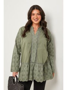 Curvy Lady Tunika w kolorze khaki rozmiar: 48/50. Brązowe tuniki Curvy Lady, bez wzorów, klasyczne, bez kołnierzyka, bez ramiączek. Za 118,56 zł.