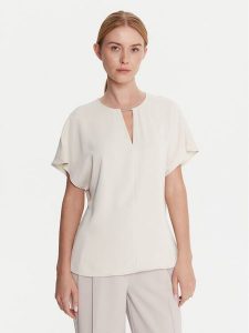 Calvin Klein Bluzka LV044C196G Écru Regular Fit. Bluzki Calvin Klein, xxl, bez wzorów, z syntetyku, bez kołnierzyka, bez ramiączek. Za 249,99 zł.
