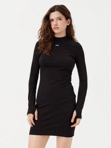 HUGO Sukienka codzienna Nilla 50531138 Czarny Slim Fit. Czarne kombinezony Hugo, na co dzień, s, bez wzorów, z bawełny, bez kołnierzyka, bez ramiączek, proste. Za 249,99 zł.