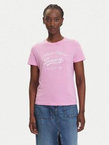 Tommy Jeans T-Shirt Essential DW0DW21404 Różowy Regular Fit. Czerwone t-shirty Tommy Jeans, xl, bez wzorów, z bawełny, bez kołnierzyka, bez ramiączek. Za 89,99 zł.