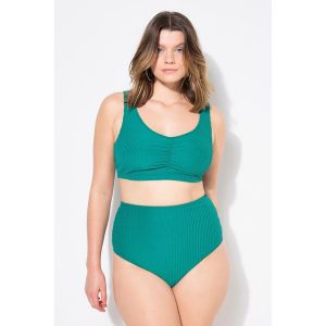 Damskie Figi od bikini figi wysoki stan fakturowany materiał. Zielone figi Ulla Popken, bez wzorów, z elastanu. Za 123,99 zł.